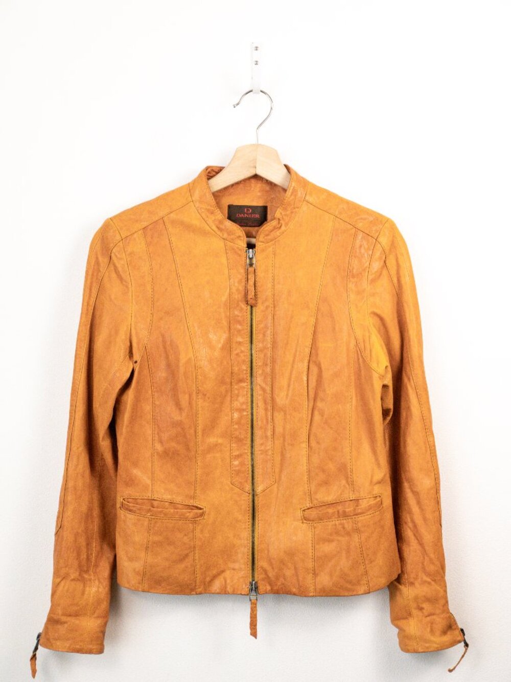 Danier Italian Leather Collarless Jacket Yellow XS